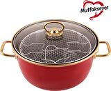 Karaca Mutfaksever Retro Emaye Kızartma Tenceresi Kırmızı 22 cm