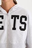 DeFactoFit NBA Brooklyn Nets Crop Kalın Fermuarlı Sweatshirt D2362AX24AUGR379