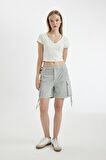 DeFacto Coool Regular Fit Normal Bel Kısa Paça Gabardin Şort D1006AX24SMGR296
