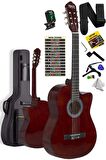 Midex CG-390BR-XBAG Klasik Gitar 4/4 Sap Ayarlı Kesik Kasa (Çanta Tuner Askı Capo Metod Pena)