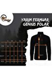 Store Kadın Polar Renkli Yarım Fermuarlı Cepli Tactical Flecee