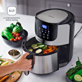 Homend Airfryday 2502H 8 Farklı Program, 5 Litre Dokunmatik Ekranlı Fritöz Inox