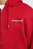 Erkek GJ ZIP Göğüs Logolu Kapüşonlu Sweatshirt - Kırmızı  | XL