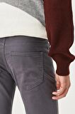 Erkek Antrasit Slim Fit Dar Kesim Pamuklu Esnek Chino Pantolon