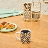 Karaca Nero 4'lü Standlı Porselen Kupa/Mug Seti