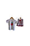 Ekru Kız Çocuk T-shirt Şort Pijama Takımı