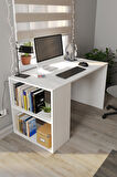 60x120 cm Smyrna Çalışma Masası Kitaplıklı Ofis Masası Bilgisayar Masası Beyaz