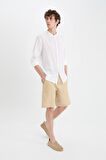 DeFacto %100 Keten Regular Fit Yazlık Bermuda Şort D9931AX25SMBG732