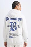 DeFactoFit NBA Brooklyn Nets Comfort Fit Rahat Kalıp Kapüşonlu Kalın Sırt Baskılı Sweatshirt D3222AX24WNGR493