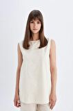 DeFacto Regular Fit Bisiklet Yaka Pamuklu Kolsuz Basic Düz Tunik D2953AX24HSER234