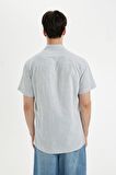 DeFacto Slim Fit Dar Kesim Yazlık Çizgili Pamuklu Kısa Kollu Gömlek C7361AX24SMBE741