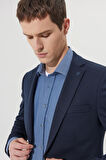 Erkek Lacivert Slim Fit Dar Kesim Mono Yaka Lacivert Takım Elbise