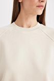 DeFacto Oversize Geniş Kalıp Bisiklet Yaka Kalın Basic Düz Sweatshirt V2697AZ24WNBG759