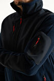 Souris Erkek Lacivert Dar Kalıp Tüylenme Yapmayan Tam Fermuar Softshell Garnili Polar Sweatshirt