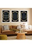 GOLD AYNALI PLEKSİ ÇERÇEVELİ MODERN BEYAZ SİYAH YAZILI SOYUT ÇİZİM TABLO
