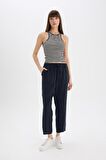 DeFacto Straight Fit Çift Cepli Yüksek Bel Düz Paça Modal Kumaş Pantolon E5962AX25SPNV100