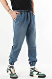 Erkek Beli Lastikli Jogger Pantolon Mavi