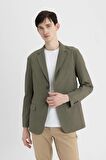 DeFacto Regular Fit Ceket Yaka Düğmeli Astarlı Basic Düz Blazer Ceket B7179AX24SPKH438