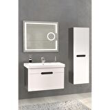 OLIMPIA 80 CM BANYO DOLABI  LED MERCEK AYNALI ANTRASİT / BEYAZ - BOY DOLAP DAHİL