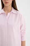 Oversize Geniş Kalıp Çizgili Oxford Uzun Kollu Gömlek