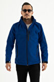 Souris Erkek Mavi Dar Kesim Içi Polar Su Itici Rüzgar Geçirmez Outdoor Softshell Mont