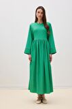 DeFacto 	Regular Fit Bisiklet Yaka Gofre Dokulu Uzun Kollu Maxi Elbise E6597AX25SPGN268