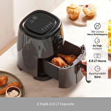 Karaca Smart Cook 60 Dakikaya Kadar Zaman Ayarlı Compact Airfryer Space Grey 2 Kişilik