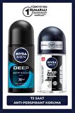 Nivea MEN Erkek Roll-on Deodorant Deep Beat 50ml ve Mini Roll-on Black&White Original 25ml, 72 Saat Koruma
