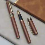 Dodes  Gold İşlemeli Kahverengi Metal Roller Kalem