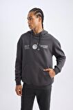 DeFactoFit NBA Golden State Warriors Boxy Fit Kapüşonlu Baskılı Kalın Sweatshirt D0674AX24AUAR231