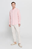 Comfort Fit Rahat Kesim Düğmeli Yaka Casual Keten Gömlek