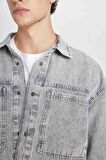 DeFacto Oversize Geniş Kalıp Pamuklu Jean Uzun Kollu Basic Düz Gömlek D0449AX24AUNM18