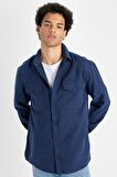 DeFacto Regular Fit Polo Yaka Basic Düz Pamuklu Uzun Kollu Gömlek B2654AX24AUNV147