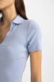 DeFacto Slim Fit Dar Kesim Fitilli Kaşkorse Kısa Kollu Polo Tişört C4076AX24SPBE305