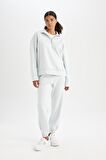 DeFactoFit Oversize Geniş Kalıp Fermuarlı Dik Yaka Skuba Dalgıç Kumaş Sporcu Basic Düz Sweatshirt C9404AX24AUBE817