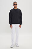 Standart Fit Normal Kesim Pamuklu Bisiklet Yaka Sweatshirt