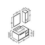 ENERGY 90 CM BEYAZ LAVABOLU BANYO DOLABI - BOY DOLAP HARİÇ