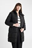 DeFacto Puffer Şişme Uzun Mont Parka Su İtici Regular Kalıp Çıkarılabilir Kapüşonlu A1315AX24WNBK27