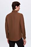 Slim Fit Vizon Armürlü Düğmeli Yaka Pamuklu Gömlek 1HC02ORT96265