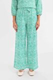 DeFacto Wide Leg Geniş Bol Paça Pantolon Desenli Esnek Belli Paça Yırtmaç Detaylı Cepli C9161AX24SMGN700