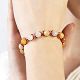 Makrome Örgülü Faset Kesim Akik Doğaltaş Kadın Bileklik