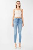 Kadın Mavi Süper Skinny Fit Jean Pantolon