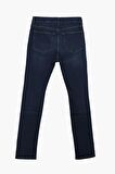 Erkek Yırtık Detay Likralı Skinny Fit Koyu Mavi Jean Pantolon