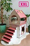 Büyük Kedi Evi Xxl Teraslı Minder Ve Tasma Hediyeli Kedi Evi - Köpek Kulübesi