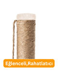 Beylini  2'li Kedi Tırmalama Tahtası Peluş Kumaş Silinebilir Demonte 42 cm 2 Adımlı Zıplama ve Tırmalama Krem