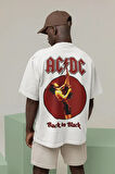 KOPYA - AC DC Back In Black Baskılı Unisex Oversize Rock Metal Tişört