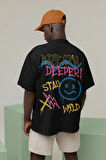 Breath Deeper Yazılı Unisex Oversize Tasarım Tişört