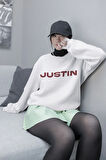 Justin Bieber 194 Tasarım Baskılı Unisex Oversize Şarkıcı Sweatshirt