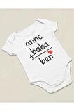 Anne + Baba = Ben Yazılı Pamuklu Yumuşak Unisex Çıtçıtlı Body Zıbın