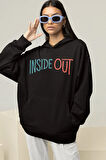 Ters Yüz Baskılı Unisex Oversize Insiide Out Çizgi Film Hoodie